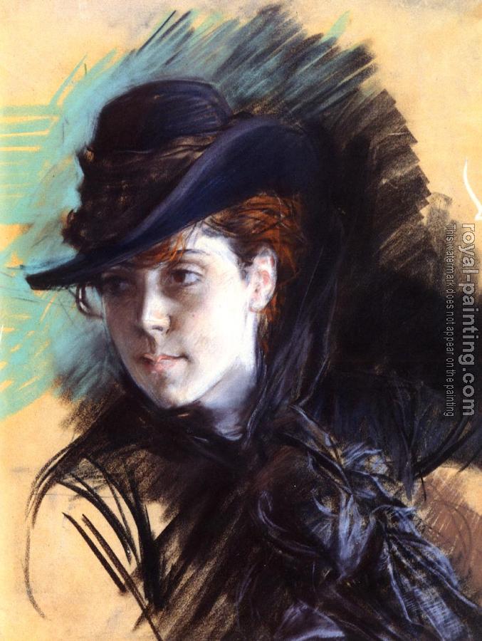 Giovanni Boldini : Girl In A Black Hat